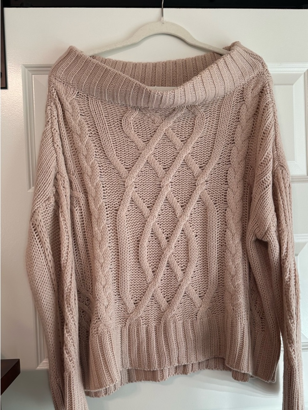 Anna Grace Wide Neck Cable Knit Sweater